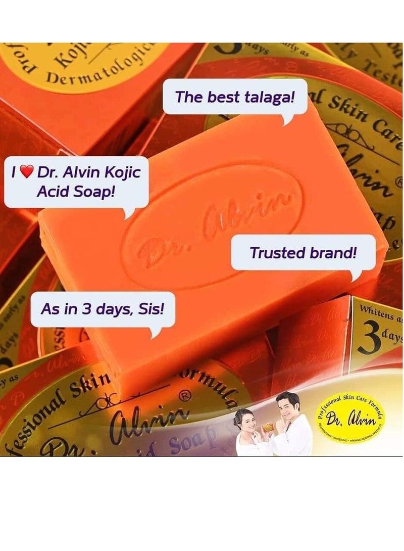 Dr. Alvin Pack of 3 Kojic Acid Soap Skin Brightening Deep Cleansing Whitening Soap for Face and Body 135g Each - Image 2