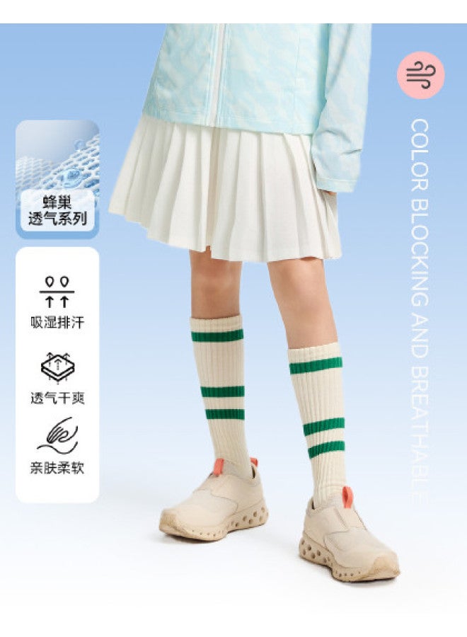 Annil Girls' Knitted Skirt 2025 Summer New Breathable Moisture-wicking Soft Skin-friendly School Style Pleated Mini Skirt - Image 1