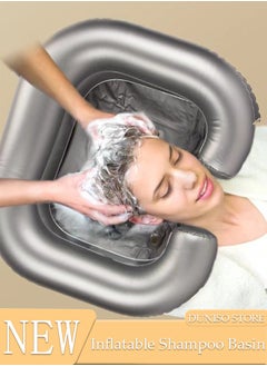DUNISO Inflatable Shampoo Basin, Large Size Hairwashing Tray, Hair Washing Basin Head Portable Shampoo Basin Patient Hair Washing Aid with Pillow for Injured Elderly Disabled Handicapped Clean Hair  - Image 1