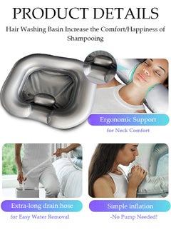 DUNISO Inflatable Shampoo Basin, Large Size Hairwashing Tray, Hair Washing Basin Head Portable Shampoo Basin Patient Hair Washing Aid with Pillow for Injured Elderly Disabled Handicapped Clean Hair  - Image 3
