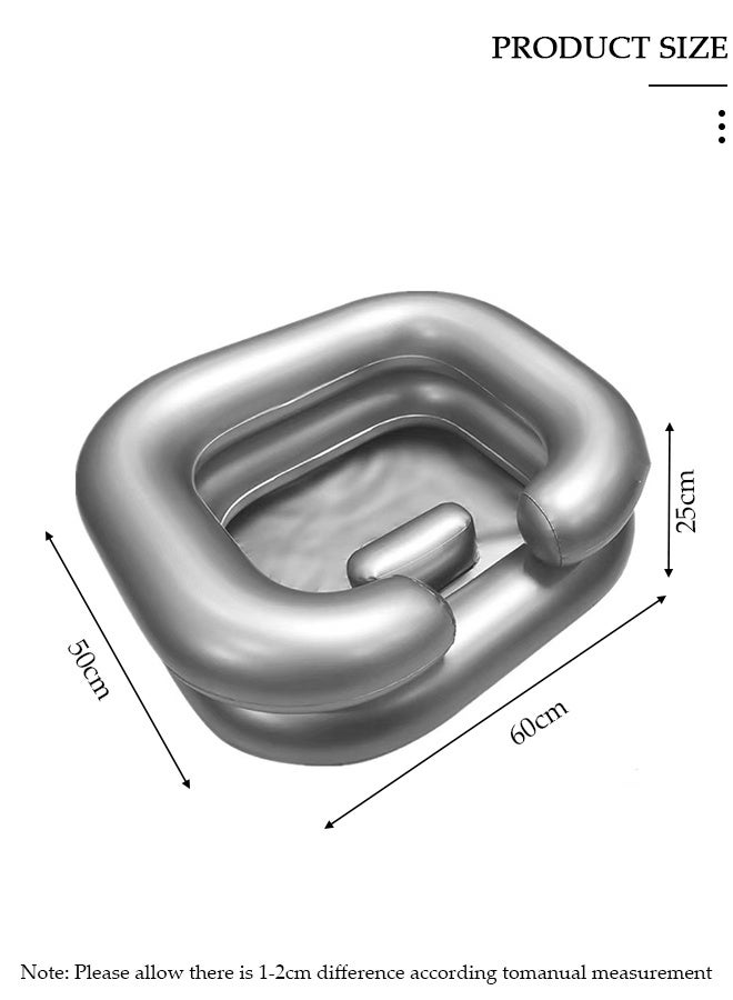 DUNISO حوض شامبو قابل للنفخ، صينية غسيل شعر كبيرة الحجم، حوض غسيل شعر محمول مع وسادة لغسيل شعر المريض للمصابين والمسنين والمعاقين والمعاقين - Image 2