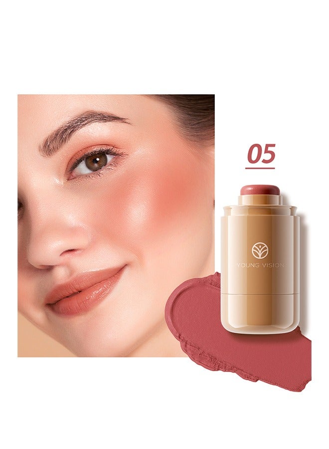 YOUNG VISION Pocket Blush Long Lasting Smooth Lipstick Blush Stick, Matte Highly Chroma Blusher Paste, Waterproof Blusher Cream #05 - Image 2