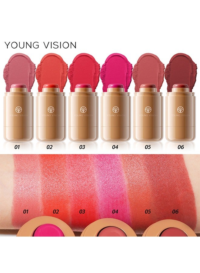 YOUNG VISION Pocket Blush Long Lasting Smooth Lipstick Blush Stick, Matte Highly Chroma Blusher Paste, Waterproof Blusher Cream #05 - Image 5
