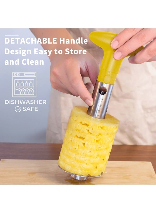 OOKUU Pineapple Corer Cutter, Stainless Steel Fruit Pineapple Peeler Slicer [Upgraded, Reinforced, Thicker Blade], Pineapple Core Remover with Measure Mark, Kitchen Tool for Diced Pineapple Rings - Image 4