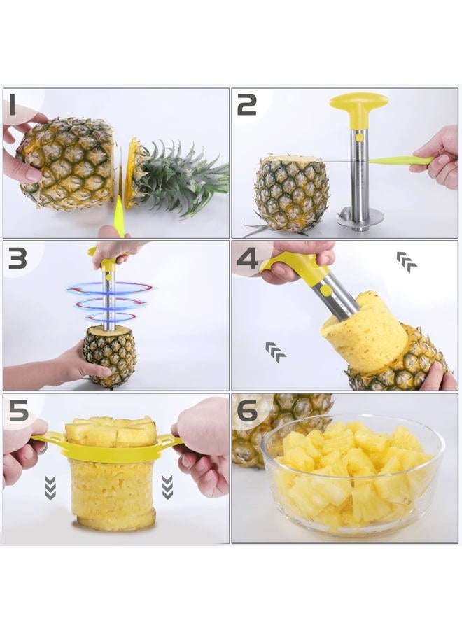 OOKUU Pineapple Corer Cutter, Stainless Steel Fruit Pineapple Peeler Slicer [Upgraded, Reinforced, Thicker Blade], Pineapple Core Remover with Measure Mark, Kitchen Tool for Diced Pineapple Rings - Image 3