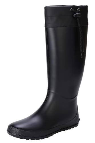 Asgard Women's Packable Tall Rain Boots Ultra Lightweight Garden Boots - NOT for Wide Calf, Black 37 (size 7) - Image 3