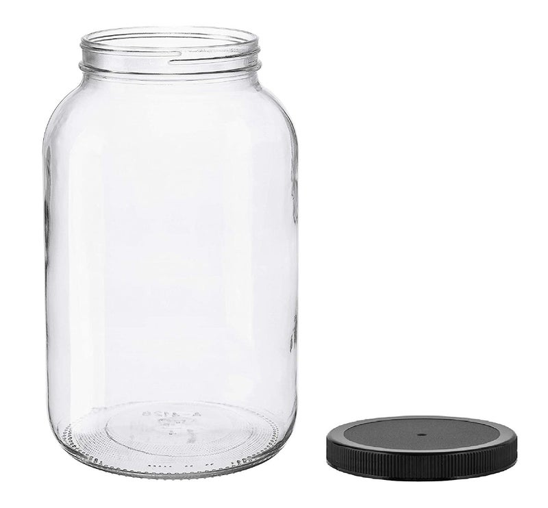 North Mountain Supply 1 Gallon Glass Jar Wide Mouth with Black Plastic Lid - USDA, BPA-Free, Made in the USA - for Fermenting, Storing, Canning, and Much More! - Image 1