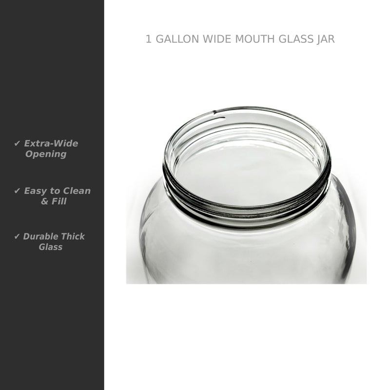 North Mountain Supply 1 Gallon Glass Jar Wide Mouth with Black Plastic Lid - USDA, BPA-Free, Made in the USA - for Fermenting, Storing, Canning, and Much More! - Image 4