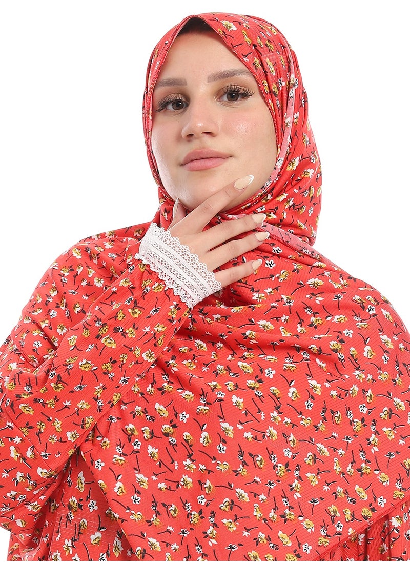 سيزار - اسدال صلاة حريمي مزود بنقش ورد - Image 1