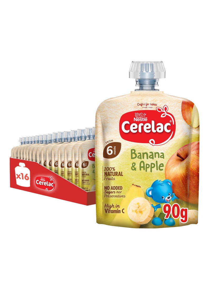 Cerelac Fruits Puree Pouch In Banana And Apple 16 x 90g - Image 1