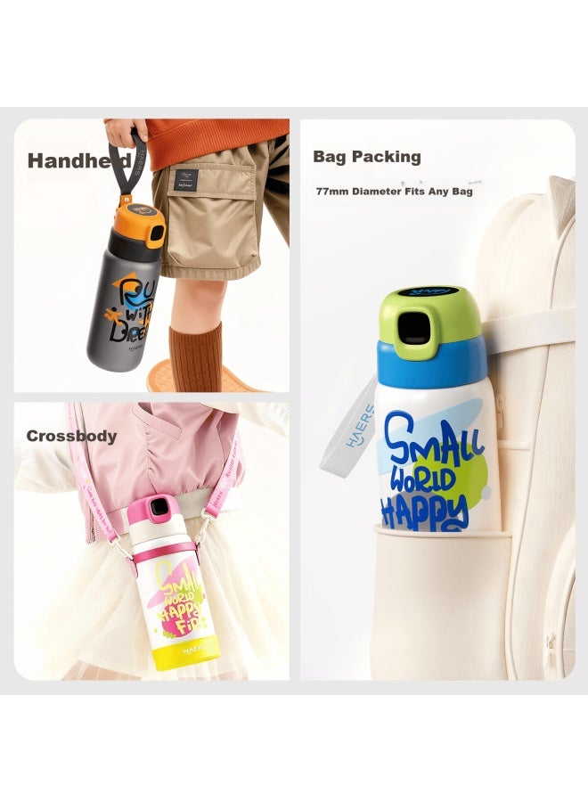 Haers Children's Insulated Water Bottle Fingerprint Cup Boys Girls Student School Straw Cup Smart Unlock Blue 600ml - Image 5