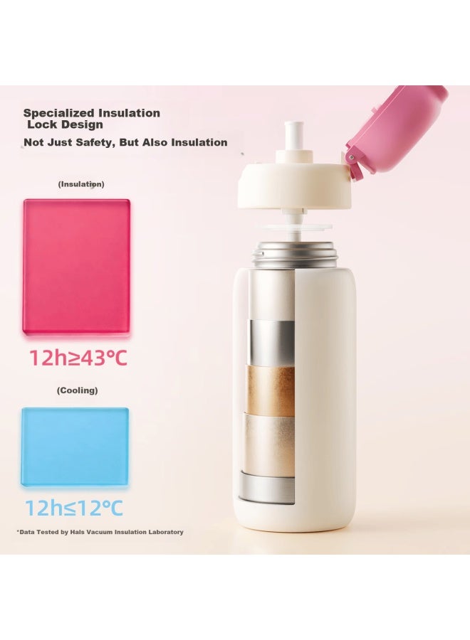 Haers Children's Insulated Water Bottle Fingerprint Cup Boys Girls Student School Straw Cup Smart Unlock Blue 600ml - Image 4