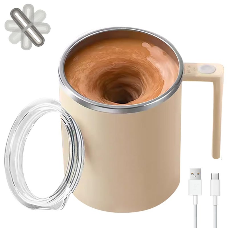 Electric Mixing MugElectric Stirring Coffee MugCoffee MugsSuitable for Coffee Milk Cocoa and Other Beverages Cream White