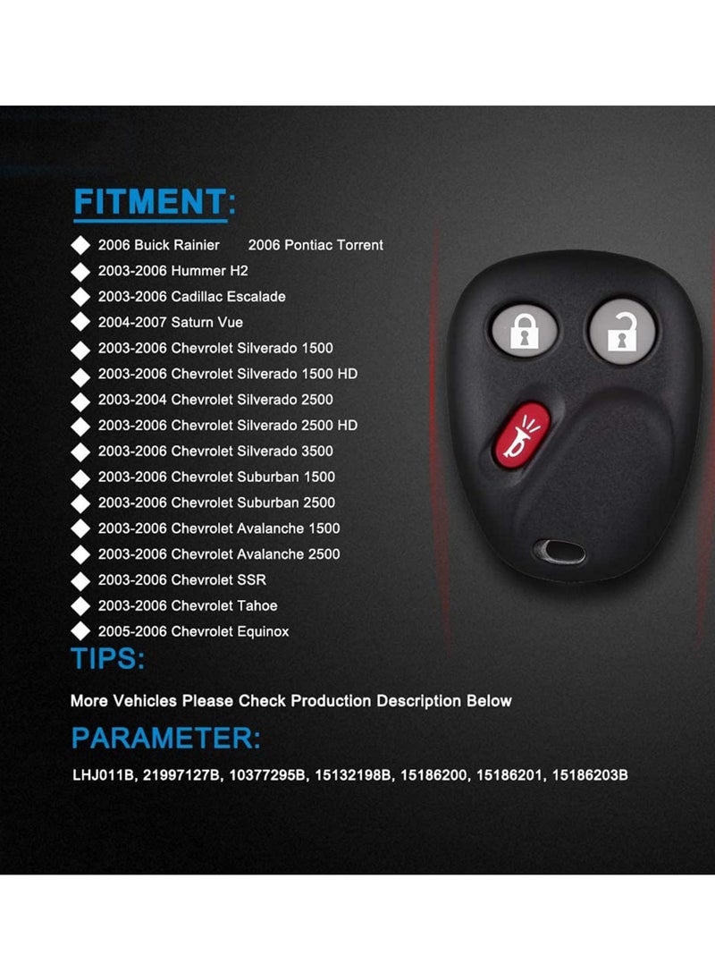 TLAXCA Pack of 2 Car Keyless Entry Remote Control Key Fob Fits for Chevrolet Silverado Equinos Suburban 2003-2006,Fits for Cadillac Escalade/GMC Yukon 2003-2006/Hummer H2 / Pontiac Torrent / Saturn Vue  - Image 4