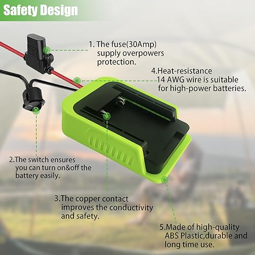 Laimiao Power Wheel Adapter for Ryobi 40V Battery Dock Battery Adapter with Fuse & Wire Terminal,14 Gauge Wire Power Convertor for Rc Car, Robotics, DIY use, and Work Lights - Image 4