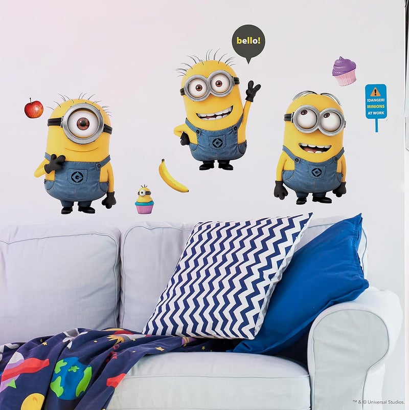 Minions RoomMates RMK2081GM Despicable Me 2 12" x 48.5" Yellow Giant Giant Wall Decals, 11 Pieces (Pack of 4) - Image 2