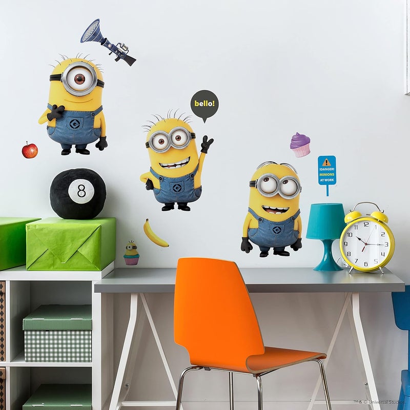 Minions RoomMates RMK2081GM Despicable Me 2 12" x 48.5" Yellow Giant Giant Wall Decals, 11 Pieces (Pack of 4) - Image 1