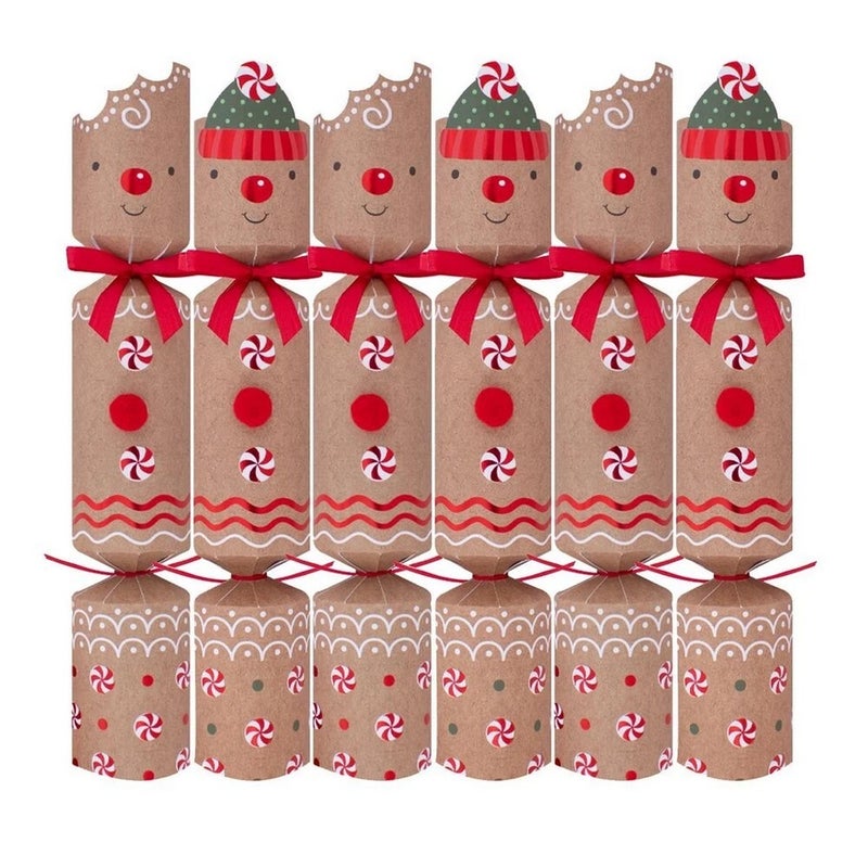 RSW 6 Gingerbread 12-Inch Christmas Crackers – Holiday Party Favors, Festive Fun, and Seasonal Decor for Kids and Family, Christmas Celebration Essentials - Image 2