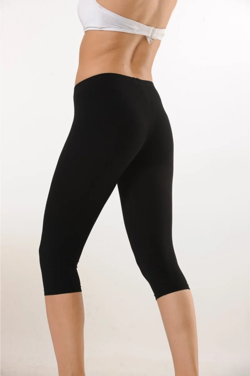 أتش أم دي 4001 Cotton Knee Length Capri Tights - Black
