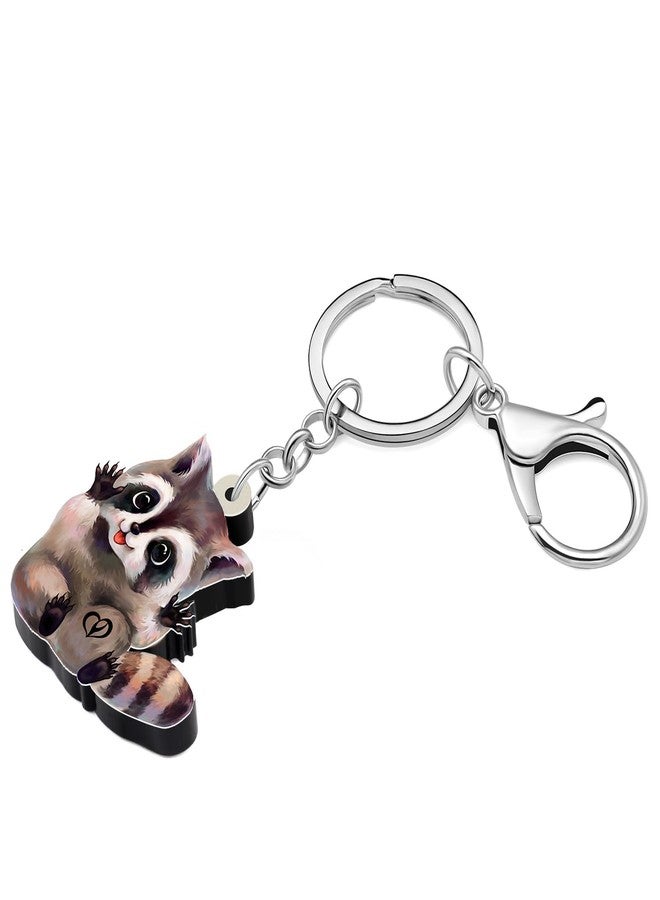 NEWEI Acrylic Northern Raccoon Keychains Rings Jungle Animal Jewelry Handbag Purse Car Charms Gift For Women Girls (Raccoon E) - Image 2
