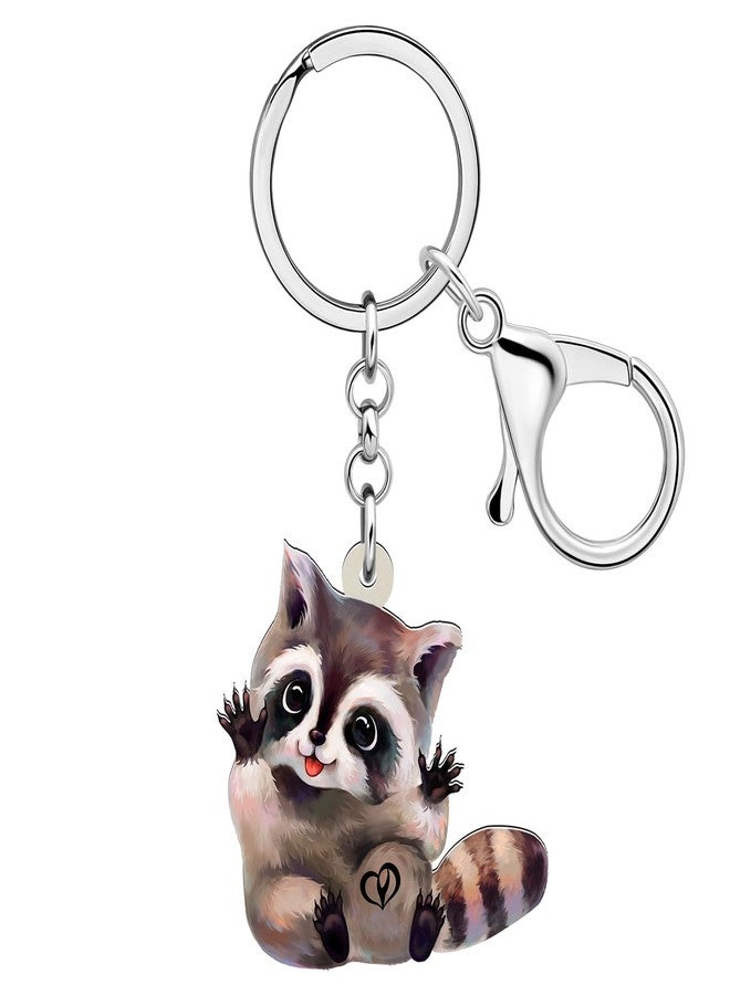 NEWEI Acrylic Northern Raccoon Keychains Rings Jungle Animal Jewelry Handbag Purse Car Charms Gift For Women Girls (Raccoon E) - Image 1