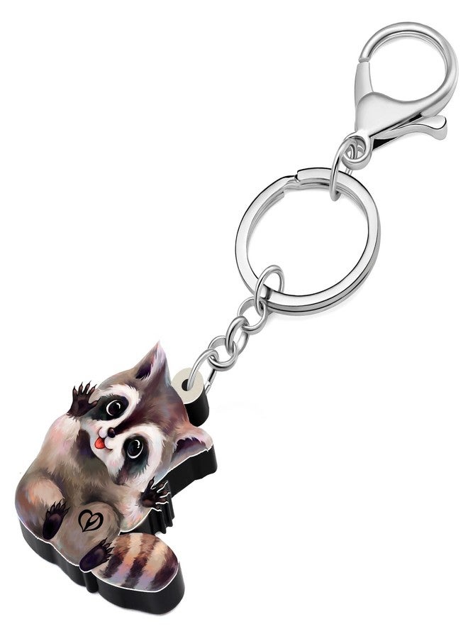 NEWEI Acrylic Northern Raccoon Keychains Rings Jungle Animal Jewelry Handbag Purse Car Charms Gift For Women Girls (Raccoon E) - Image 3