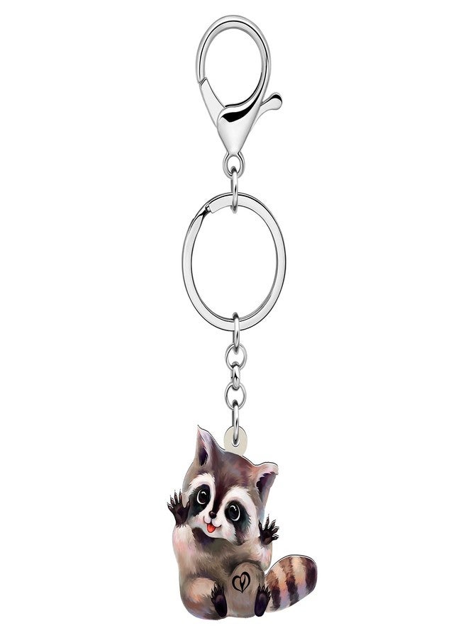 NEWEI Acrylic Northern Raccoon Keychains Rings Jungle Animal Jewelry Handbag Purse Car Charms Gift For Women Girls (Raccoon E) - Image 4