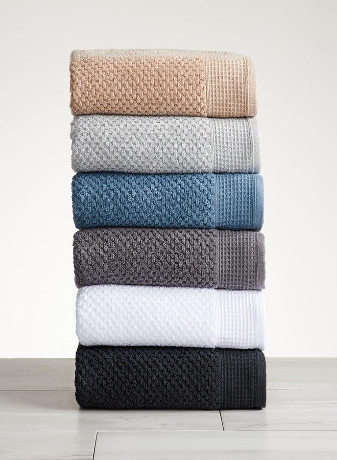 Market & Place 100% Cotton Waffle Textured 6 Piece Set | Super Soft Quick Dry Bath Towels | Decorative for Bathroom | 2 Bath, 2 Hand, 2 Washcloths | Belle Collection (White) - Image 3