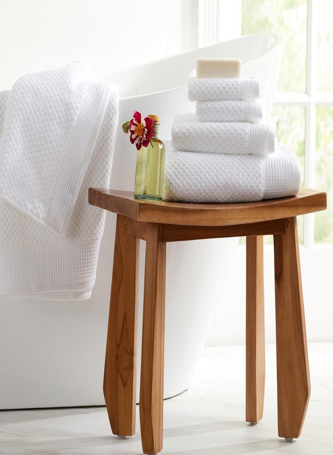 Market & Place 100% Cotton Waffle Textured 6 Piece Set | Super Soft Quick Dry Bath Towels | Decorative for Bathroom | 2 Bath, 2 Hand, 2 Washcloths | Belle Collection (White) - Image 2