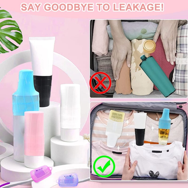 M'AYCREATE MAYCREATE® 8 Pcs Leak Proof Sleeves for Travel Container Silicone Elastic Sleeves for Leak Proofing in Luggage, Reusable Sleeve Covers for Toiletries, Spray Bottles Accessory - Image 4