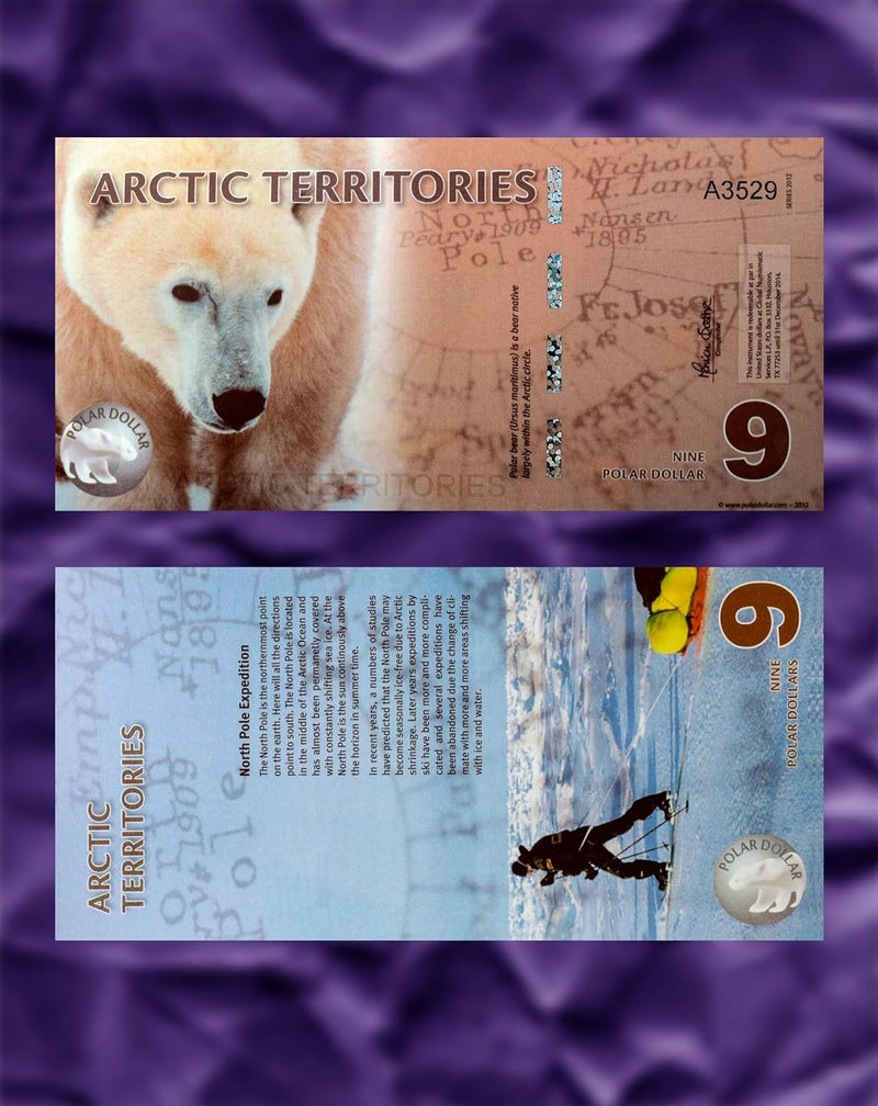 Arunrajsofia Store Fantasy Money of Arctic Territories for Collection (9 Polar Dollars) - Image 3