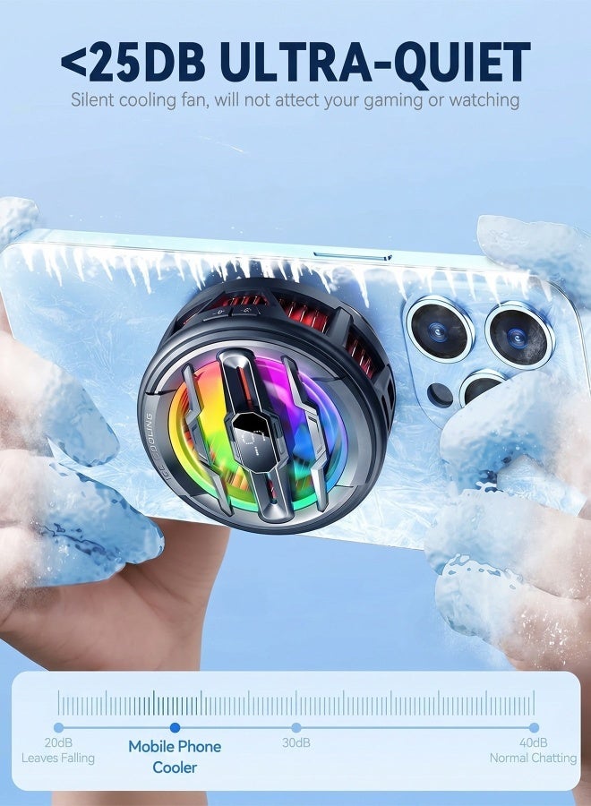 دراكلاو مُبرد الهاتف للألعاب، مبرد محمول مغناطيسي بـ 4 مستويات، شاشة LCD وضوء RGB، مبرد ألعاب بتقنية شبه موصلية مع مشابك للهواتف التي تعمل بنظام iOS وAndroid والأيباد، مقاوم للماء والغبار (IP65) - Image 5