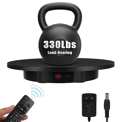 Bosgladek Motorized Rotating Display Stand, Remote Control Rotating Display Stand, 360 Degree Mute 330 Lbs Load Electric Rotating Platform for Photography Products, Live Video Show, Angle Speed, Wired - Image 1