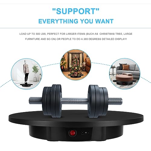 Bosgladek Motorized Rotating Display Stand, Remote Control Rotating Display Stand, 360 Degree Mute 330 Lbs Load Electric Rotating Platform for Photography Products, Live Video Show, Angle Speed, Wired - Image 4