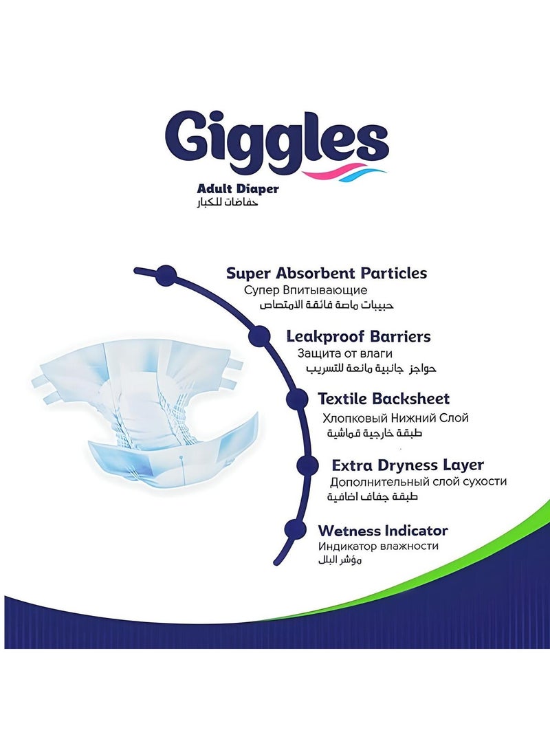 giggles 3 Pack of Giggles Adult Diapers – Size Large (Total 90 Pieces, Waist 100–150 cm) - Image 2