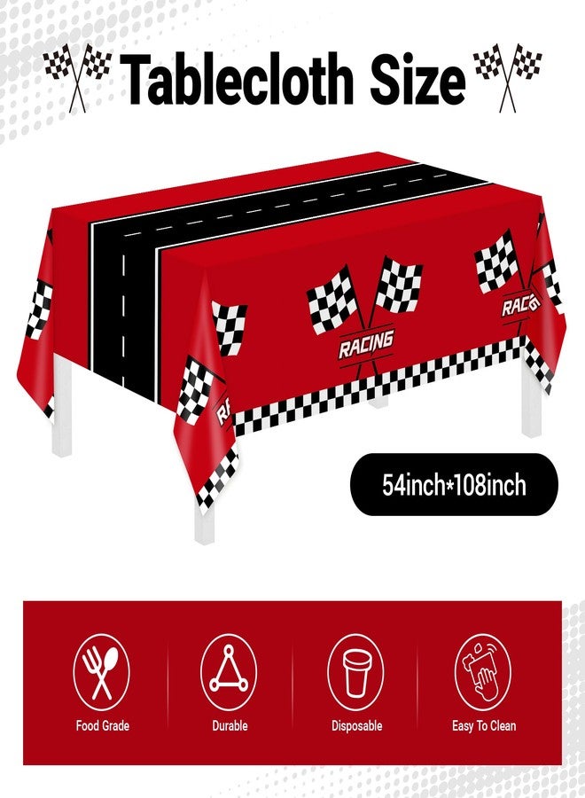 Childom 102 PCS Racing Car Tableware Sets,Race Car Birthday Party Supplies,Disposable Racing Car Tablecloths,Plates Cups Napkins,Car Themed Tableware Set for Boys Birthday,Kids Party,Race Car Party Decoration - Image 3