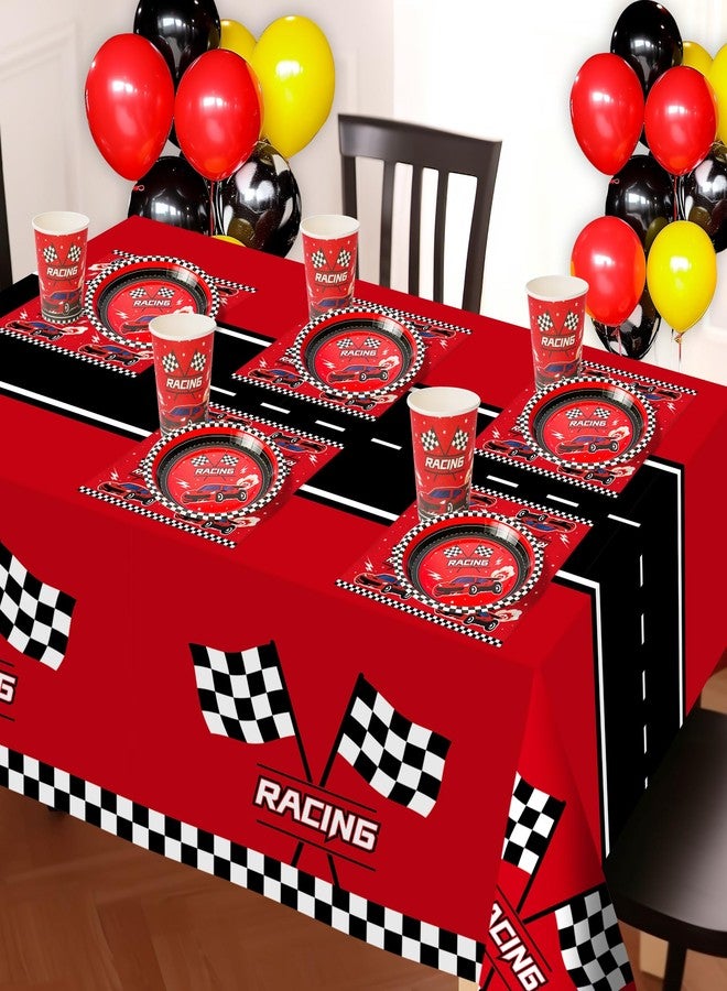 Childom 102 PCS Racing Car Tableware Sets,Race Car Birthday Party Supplies,Disposable Racing Car Tablecloths,Plates Cups Napkins,Car Themed Tableware Set for Boys Birthday,Kids Party,Race Car Party Decoration - Image 5