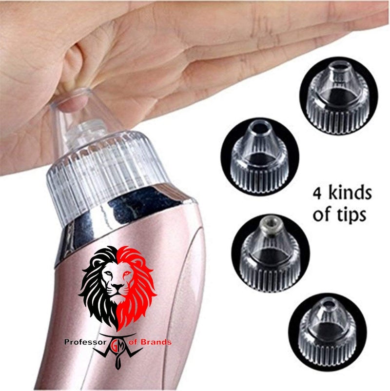 Vacuum Suction Pore Cleaner, 4 Interchangeable Heads, Blackhead and Impurity Removal, Rechargeable with USB Cable - Image 1