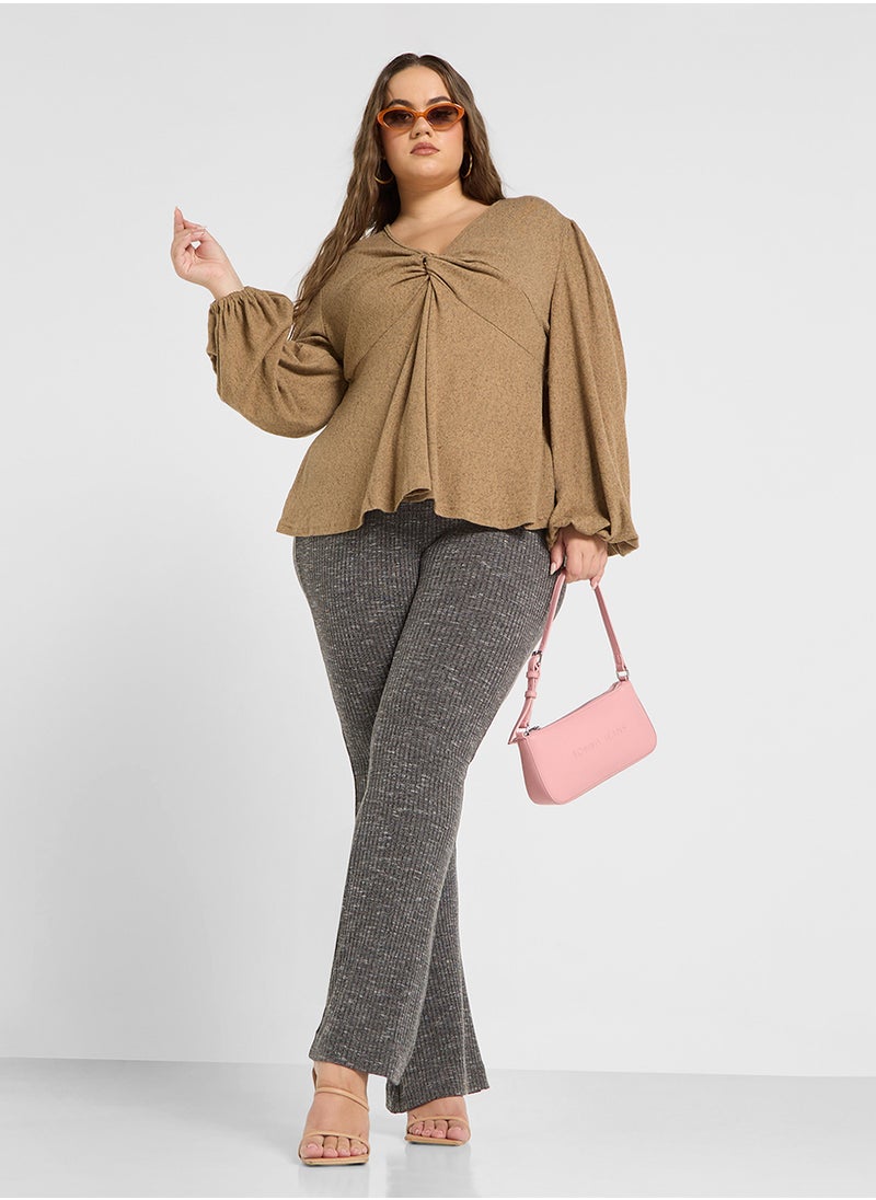 Ginger Plus - V Neck Knitted Top - Image 1