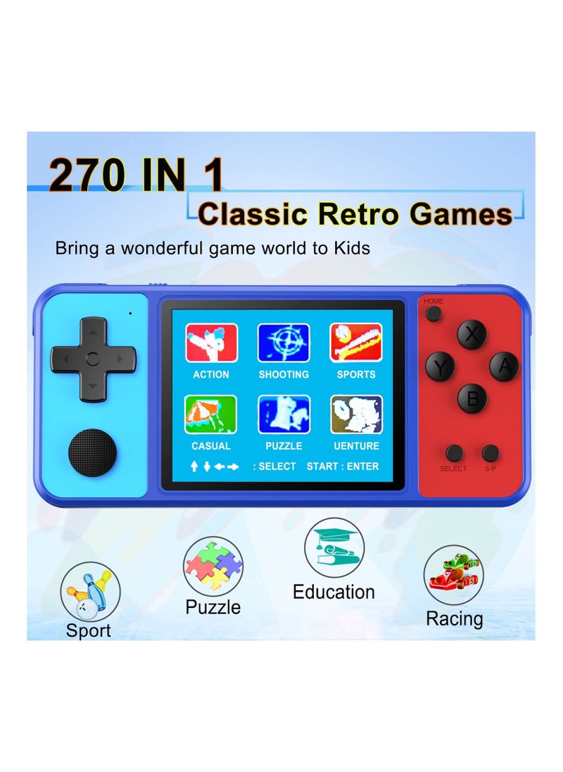 SYOSI - Handheld Game Console Portable Console Handheld Preloaded 270 Classic Retro Games with 3.0 Color Display and Gamepad Rechargeable Rechargeable Arcade Gaming Player - Image 1