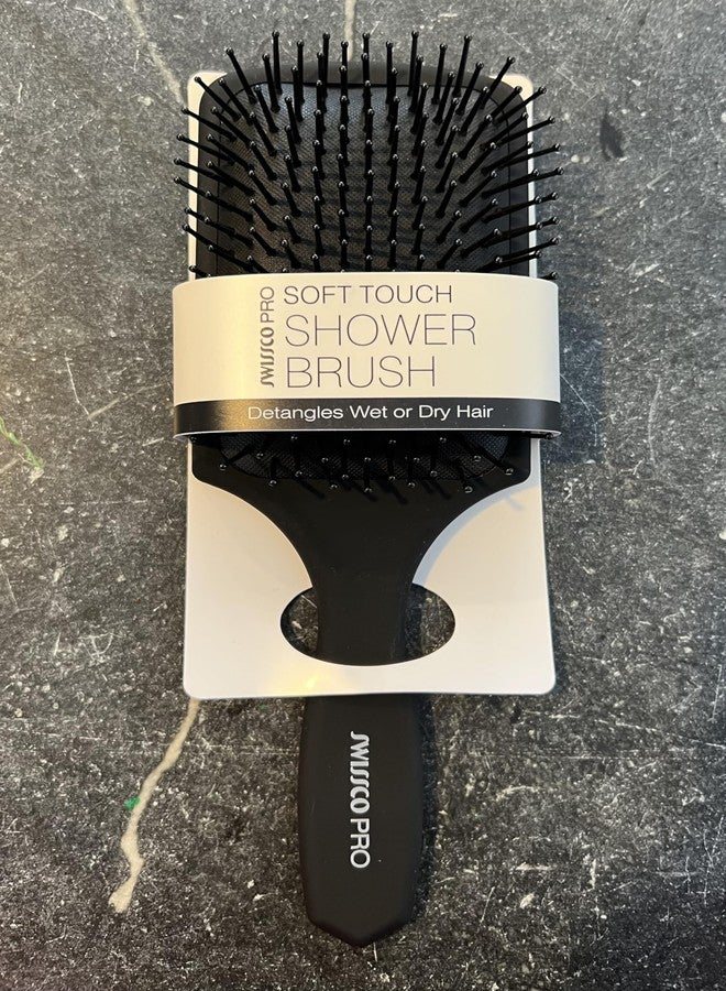 Swissco Soft Touch Paddle Shower Hair Brush (Black) - Image 1