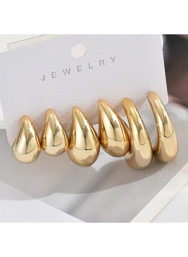 HY 3 Pairs Small Chunky Metal Earrings for Women - Hypoallergenic Earrings for Sensitive Ears 14K Gold Plated Earrings Set Thick Hoops Earring - Image 1