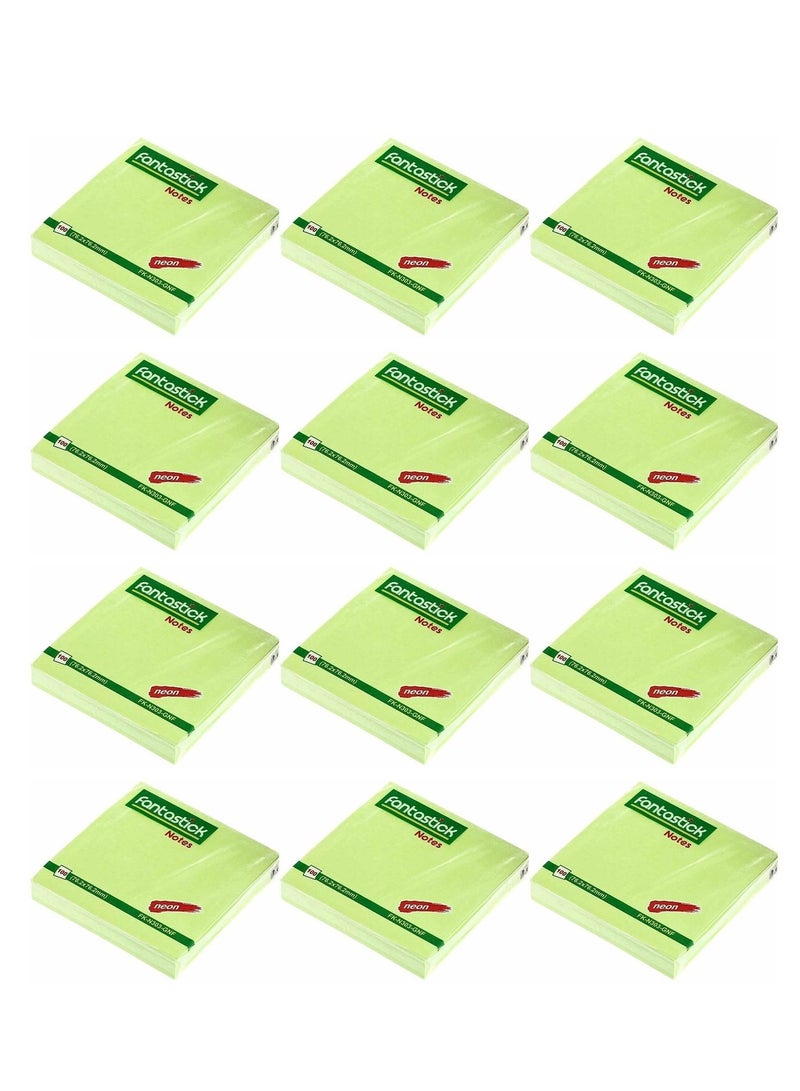Fantastick 12-Piece Sticky Notes 3x3 Inch Size Green - Image 1