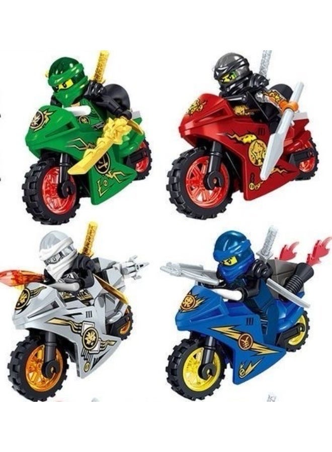 8 Sets of Multicolor Building Bricks with Motorcycles for Boys and Adults