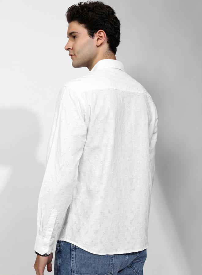 HIGHLANDER Textured Regular Fit Collared Shirt with Pocket - Image 3