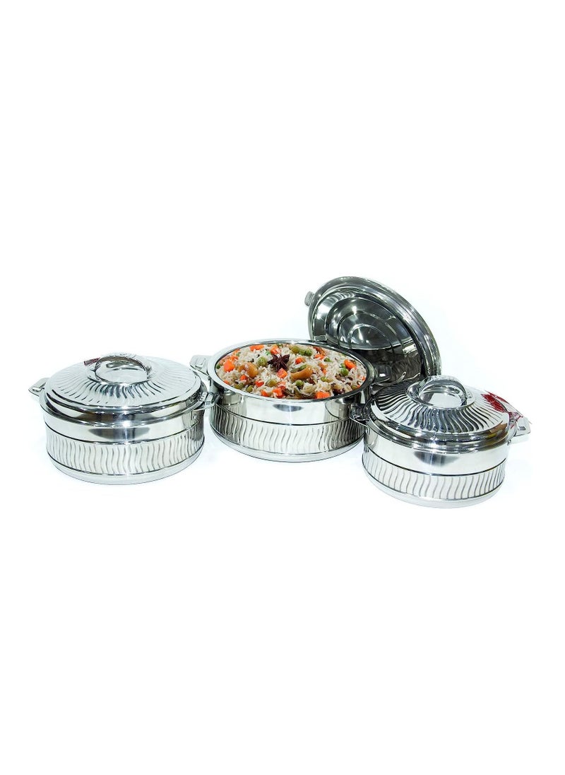 Generic - Hot Pot 3pcs Set Casserole Hot Pot Chapati Box Chapati Container Hot Case In Stainless Steel 2500ml 3500ml 5000ml Super Wave - Image 1