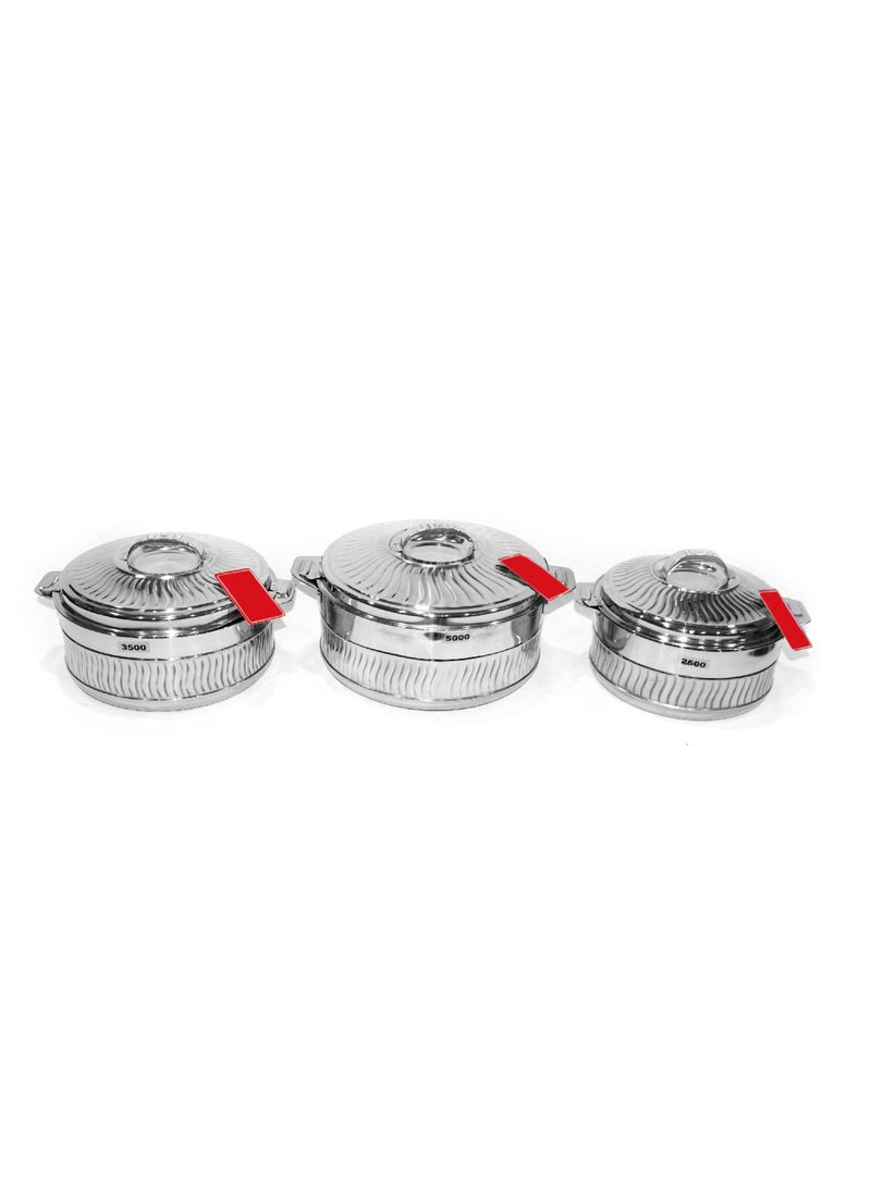 Generic - Hot Pot 3pcs Set Casserole Hot Pot Chapati Box Chapati Container Hot Case In Stainless Steel 2500ml 3500ml 5000ml Super Wave - Image 1