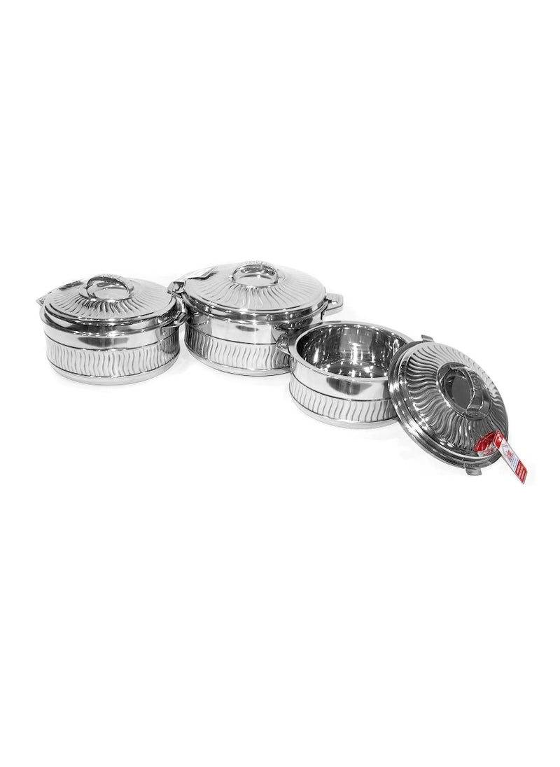 Generic - Hot Pot 3pcs Set Casserole Hot Pot Chapati Box Chapati Container Hot Case In Stainless Steel 2500ml 3500ml 5000ml Super Wave - Image 1