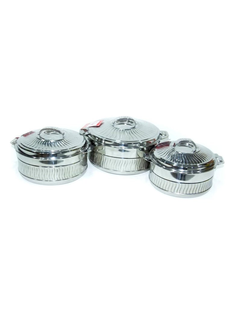 Generic - Hot Pot 3pcs Set Casserole Hot Pot Chapati Box Chapati Container Hot Case In Stainless Steel 2500ml 3500ml 5000ml Super Wave - Image 1