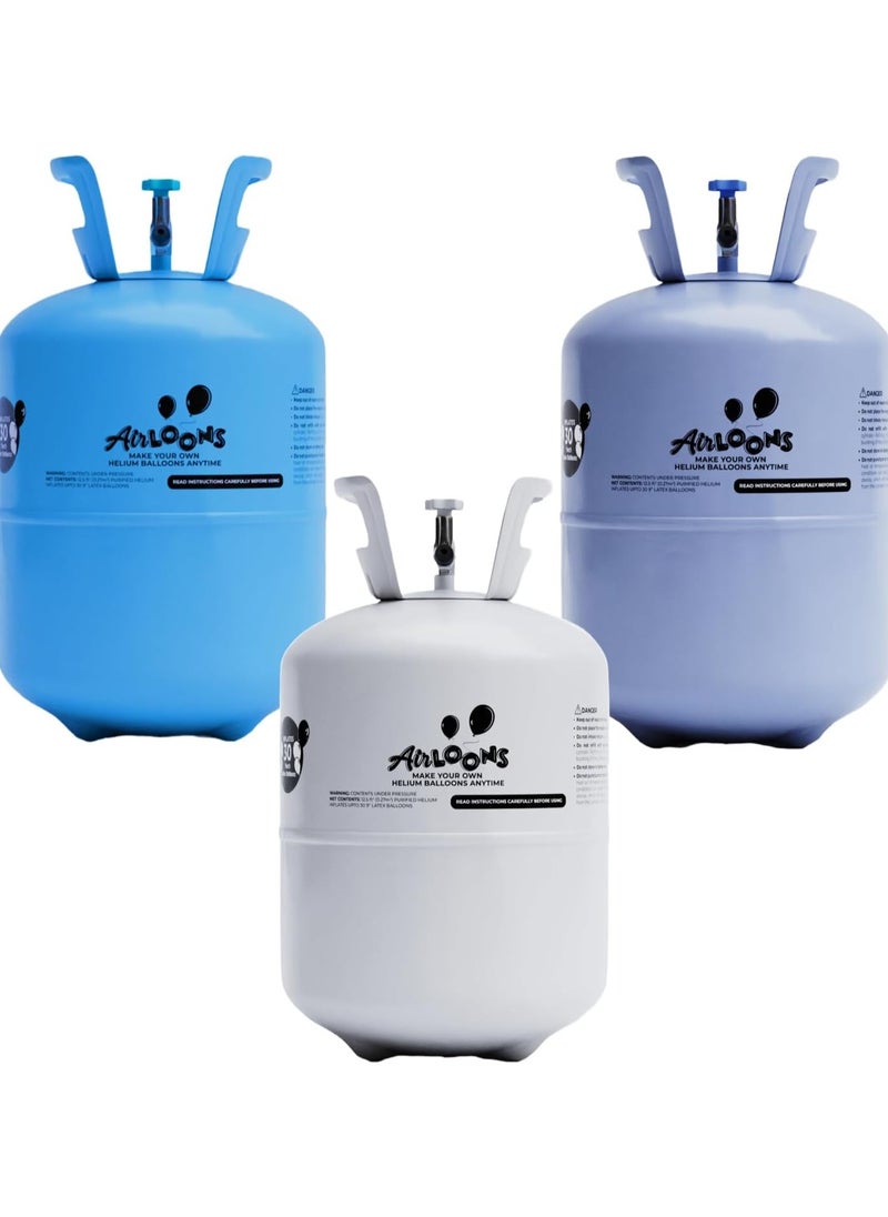 Airloons Airloons Portable Disposable Helium Canister Balloon Kit - Pack of 3 |90 Balloons (Multicolor 9 Inch Latex Balloons) Perfect For Birthday, Home Decoration, Ramadan iftar decor, Eid celebration  - Image 1